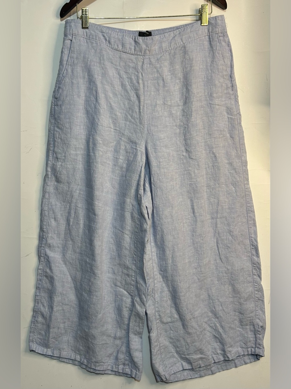 Tahari Sky Blue 100% Linen Wide Leg Pants XL